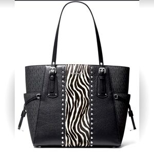Michael Kors Voyager Tote Bag Zebra Stripe Calf Hair